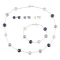 Silver Multi-colored Freshwater Pearl 5-piece Set (8-10 mm)