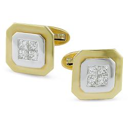 18k Two-tone Gold 1 1/5ct TDW Diamond Cuff Links (G-H, SI1-SI2)