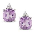 10k White Gold Amethyst and Diamond Earrings