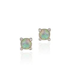Sterling Silver Multi-colored Created Opal Stud Earring Set