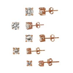 Icz Stonez Rose Gold over  Sterling Silver 10.44 TCW Cubic Zirconia Earring Stud Set