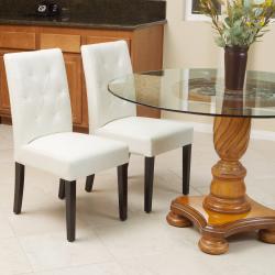 Gentry Bonded Leather Ivory Dining Chair (Set of 2)