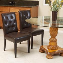 Gentry Bonded Leather Brown Dining Chair (Set of 2).