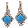 Michael Valitutti Silver Turquoise and Sapphire Earrings