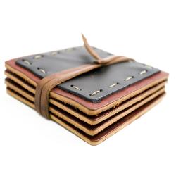 Set of 4 Leather Square Coasters (USA)