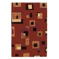 Hand-knotted Agra Mod Squares Red Wool Rug (9' x 12')