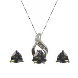 Gems For You Sterling Silver Topaz and Diamond Jewelry Set
