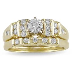 14k Two-tone Gold 3/4ct TDW Diamond Bridal Ring Set (H-I, SI1-SI2)