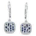 10k White Gold Sapphire and 1/3ct TDW Diamond Earrings (H-I, I2-I3)