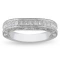 18k White Gold Women's 1ct TDW Diamond Curved Wedding Band (G-H, SI1-SI2)