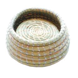 Set of 4 Natural and Grey Woven Coasters (Rwanda)