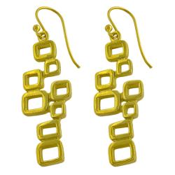 14k Gold over Silver Multi-square Dangle Earrings