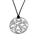 Sterling Silver Freeform Leather Cord Adjustable Necklace