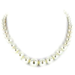 Silvertone White Faux Pearl Graduated 16-inch Strand
