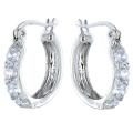 Silvertone Cubic Zirconia Hoop Earrings