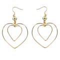 Goldtone 'Heart Within a Heart' Wire Dangle Earrings