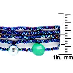 Silvertone Multi-strand Blue Beaded Necklace