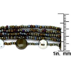 Silvertone Multi-strand Olive Bead Necklace