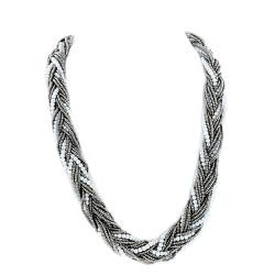 Beaded Silvertone Faux Pearl Multi-layer Necklace