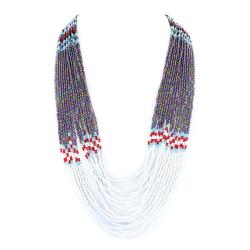 Red, White, Blue and Purple Bead Multi-strand Necklace