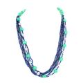 Silvertone Multi-strand Blue Beaded Necklace