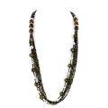Silvertone Multi-strand Olive Bead Necklace