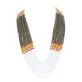 Orange, White, Blue and Green Bead Multi-strand Necklace