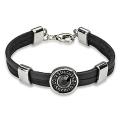 Black Leather and Black Rhinestone Riveted Bracelet