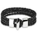 Black Braided Leather Multi-cord Bracelet