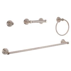 Fontaine Amalfi 4-piece Brushed Nickel Bathroom Accessory Set.
