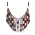 Bronze-colored Chain Link and Black Bead Necklace
