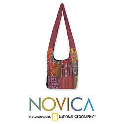 Cotton 'Hmong Customs' Medium Shoulder Bag (Thailand)