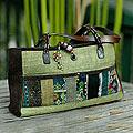 Cotton 'Forest Green' Medium Shoulder Bag (Thailand)