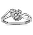14k White Gold 1/10ct TDW Diamond Heart Ring (I-J, I1-I2)