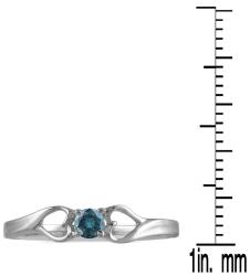 10k White Gold 1/10ct TDW Blue Diamond Promise Ring (Blue, I1-I2)