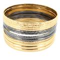 Gold and Blackplated Stackable Bangle Bracelet 12-pc Set