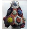 Hand-woven Wool Wooden Handle Floral Handbag (Nepal)