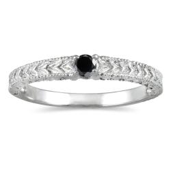 14k White Gold Black Diamond Promise Ring