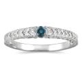 10k White Gold Blue Diamond Promise Ring (Blue, I1-I2)