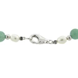 Sterling Silver Aventurine and Freshwater Pearl Necklace (4-5 mm)