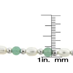Sterling Silver Aventurine and Freshwater Pearl Necklace (4-5 mm)
