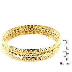 Goldtone Stackable 3-piece Faceted Bangle Set