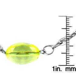 Silvertone Double-strand Green Plastic Bead Necklace