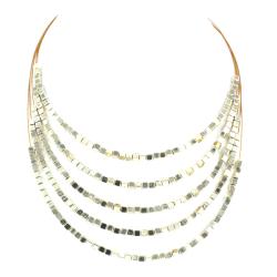 Goldtone Square Bead 5-strand Necklace