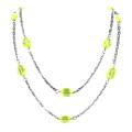 Silvertone Double-strand Green Plastic Bead Necklace
