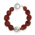 Stonique Creations Sterling Silver Sea Bamboo Coral Toggle Bracelet