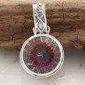 Sterling Silver Mystic Quartz Round Bali Pendant (Indonesia)