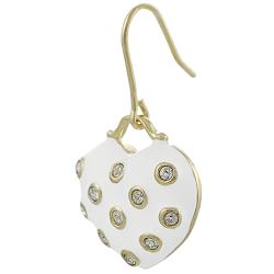 Tressa Sterling Silver Vermeil CZ White Enamel Heart Earrings
