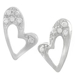 Sterling Silver Cubic Zirconia Heart Post Earrings