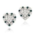 Sterling Silver 1/8ct TDW Blue Diamond Heart Earrings
